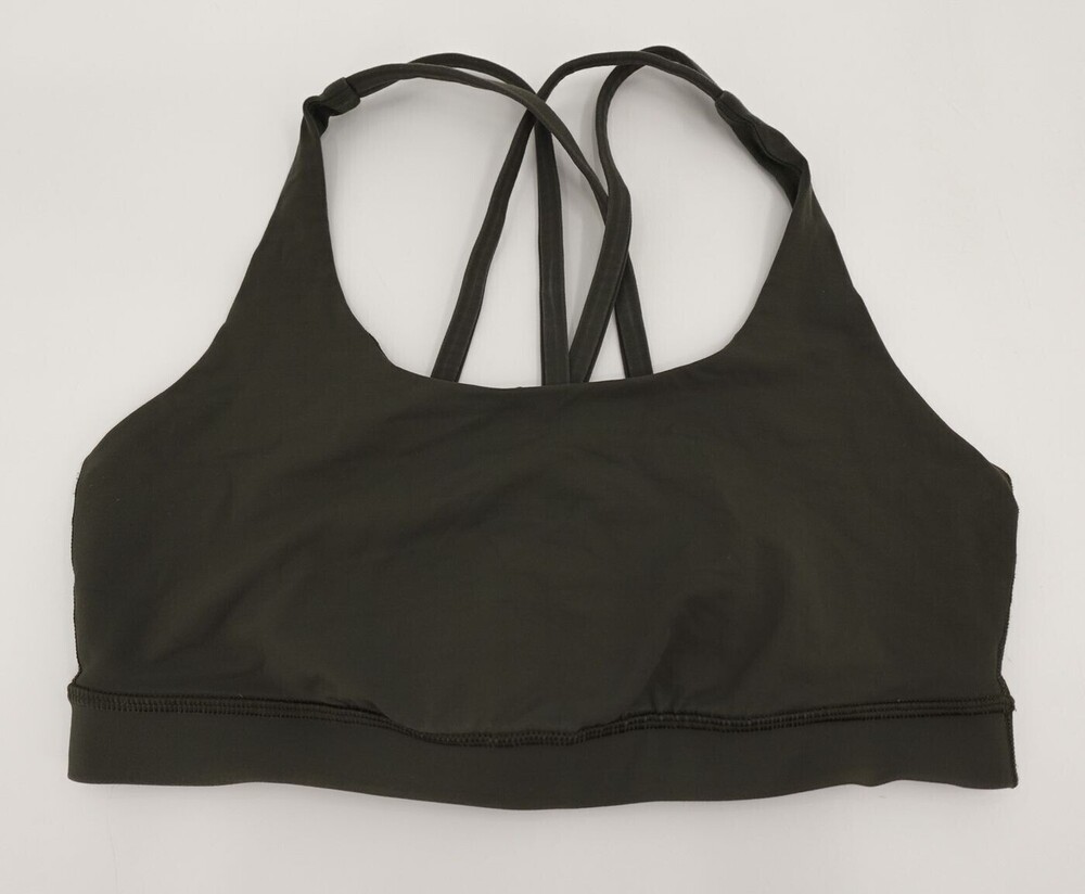 Lululemon Sports Energy Bra Womens 8 green Sleeveless Strappy Crossback Athletic
